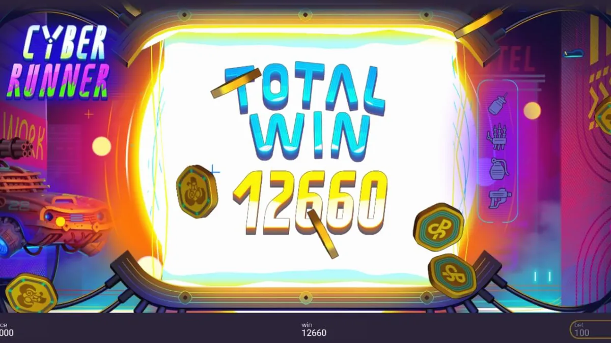 Tampilan visual futuristik dari slot Cyber Runner dengan elemen neon