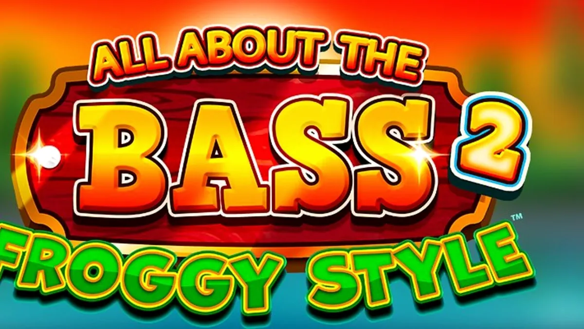 Tampilan visual slot All About the Bass 2: Froggy Style dengan latar belakang rawa dan karakter pemancing.